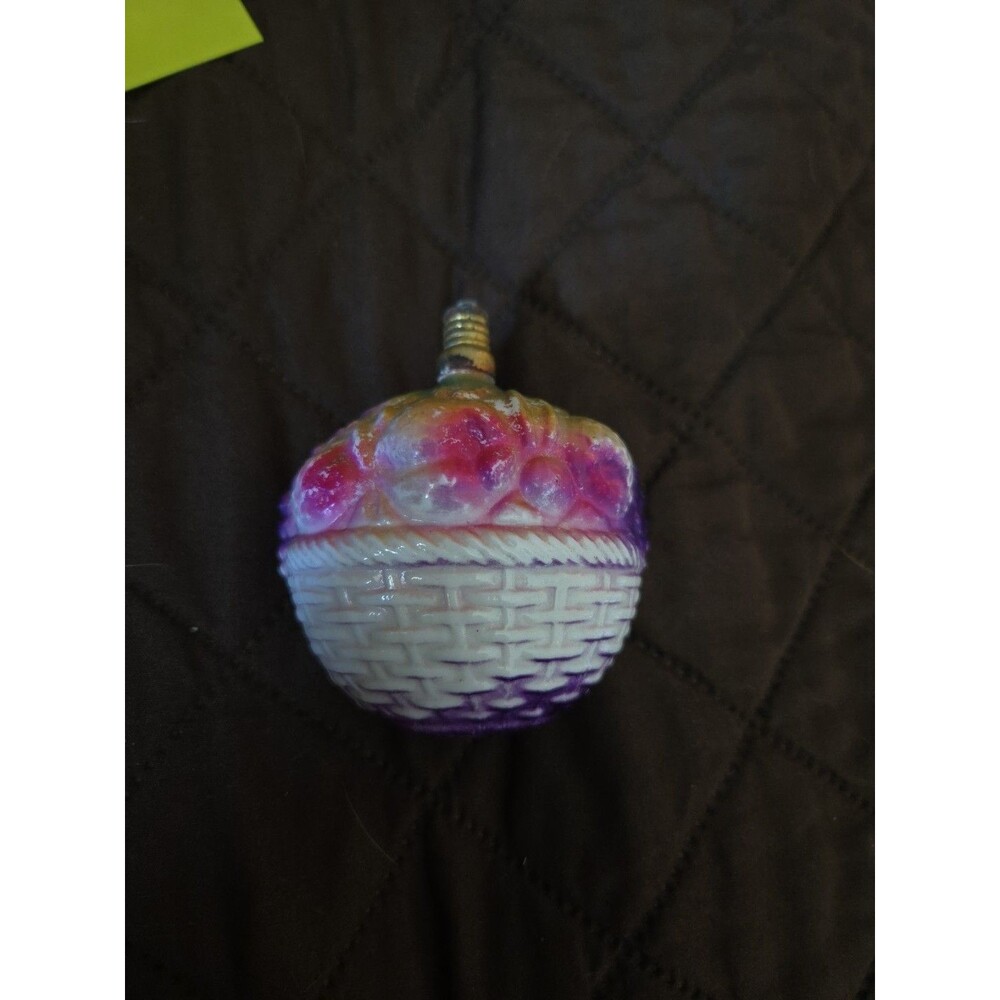 Vintage Milk Glass Ornament Fruit Basket 2 Sided